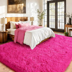 Fluffy Rugs for Living Room, Soft Shaggy for Bedrooms, Hot Pink Area Rug for Bedroom, Cozy Fuzzy Carpet for Kids, Perfect Indoor Decor for Boys and Girls 5x7 Feet
