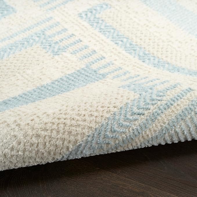 Nourison Home Nordic Ivory Blue 5' x 7' Area Rug - Easy Clean, Non Shedding, Bed Room, Living Room, Dining Room, Kitchen (5' x 7')