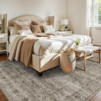 6x9 Washable Rug for Living Room Large Vintage Distressed Bedroom Rug Low Pile Non-Slip Soft Boho Carpets for Bedroom Dining Room Home Office Indoor Nursery Antique/Moss