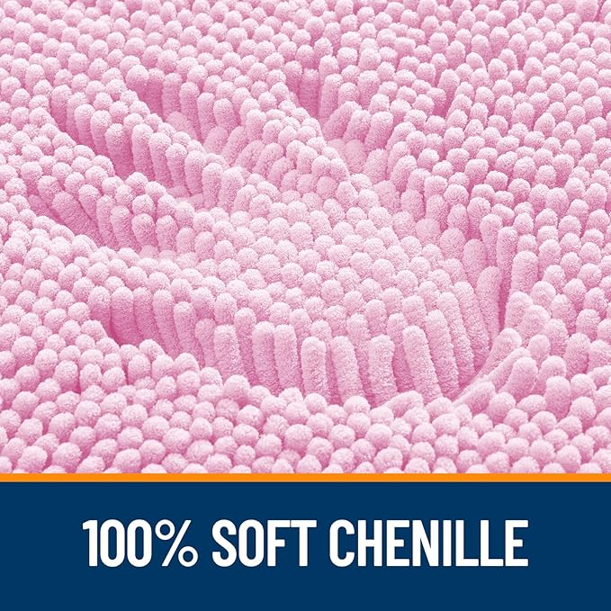 OLANLY Bathroom Rugs 59x24, Extra Soft Absorbent Chenille Bath Rugs, Rubber Backing Quick Dry, Machine Washable Bath Mats for Bathroom Floor, Tub and Shower, Home Decor Accessories, Pink