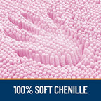 OLANLY Bathroom Rugs 59x24, Extra Soft Absorbent Chenille Bath Rugs, Rubber Backing Quick Dry, Machine Washable Bath Mats for Bathroom Floor, Tub and Shower, Home Decor Accessories, Pink
