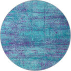 Round 5ft Abstract Rug, Modern Washable Indoor Circle Area Rugs for Living Room, Soft Circular Non-Slip Carpet Floor Mat for Entryway Dining Room Home Office - Teal+Purple