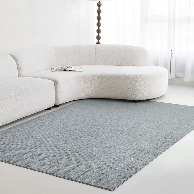 Faux Cashmere Area Rug - 5x7 Modern Low Pile Non-Slip Carpet for Living Room Bedroom, Gray