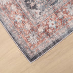 Dripex Vintage 5x7 Area Rugs - Large Washable Area Rug for Living Room Bedroom Oriental Medallion Floral Print Floor Carpet Low-Pile Indoor Soft Non-Slip Accent Rug Farmhouse Home Office Decor