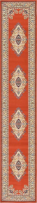 Unique Loom Reza Collection Traditional Persian Style Area Rug, 3 ft x 16 ft 5 in, Terracotta/Ivory