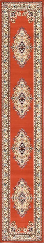 Unique Loom Reza Collection Traditional Persian Style Area Rug, 3 ft x 16 ft 5 in, Terracotta/Ivory