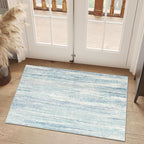 MUJOO Small Rug Washable,2x3 Area Rugs for Entryway Entry Entrance Bedroom Bathroom,Modern Abstract Low Pile Throw Rug,Front Door Mat Non Slip Accent Neutral Carpet Indoor Blue