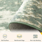 Washable Area Rugs 2'x6' Non-Slip Modern Abstract Soft for Living Room Entryway Bedroom Nursery, Print Pattern, Light Green/Yellow
