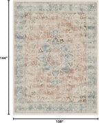 RUGGABLE Washable Vintage Area Rug – Sarrah Coral 9x12, Stain-Resistant, Non-Slip – Large Machine Washable Rugs for Living Room, Bedroom, Hallway, Entryway & Office–with Standard Pad