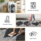 HelloTree Area Rug for Living Room 6x9 Washable Geometric Moroccan Rug Stripe Farmhouse Bohemian Minimalistic Non Slip Non Shedding Ultra Thin Soft Rug for Bedroom Office DiningRoom Nursery-Black