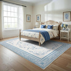 SOULFUL Medium Pile 2x3 Entryway Rug - Cozy Soft Underfoot Small Area Rug - Mist Blue Boho Floral - Washable Non-Slip - Perfect for Hallway Kitchen Bedroom Bathroom Indoor Entrance
