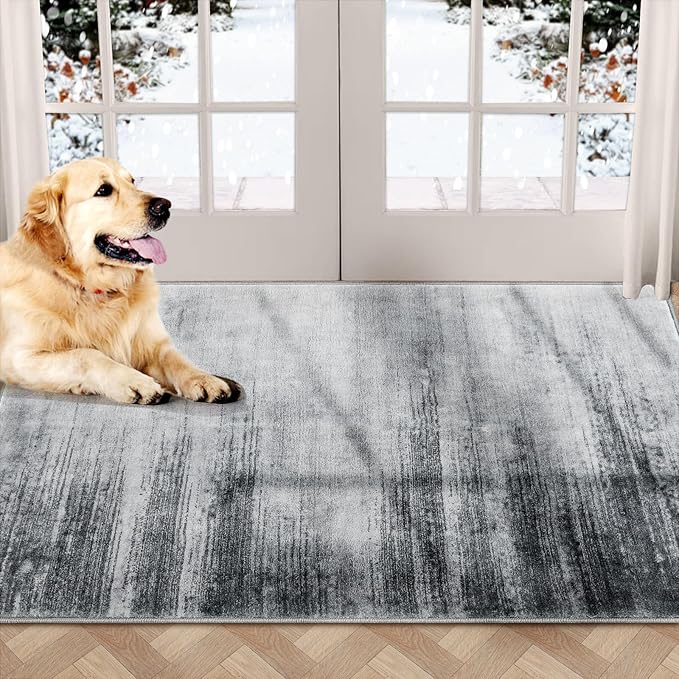 COMSLE Door Mat Soft Absorbent Indoor Front Entryway Rug Machine Washable Entrance Mats for Muddy Paws Non Slip Throw Rugs 36" x 60" Doormat for Inside Foyer Bedroom - Gray