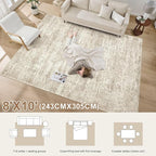 Area Rug Living Room Rugs - 8x10 Abstract Large Soft Indoor Washable Rug Neutral Modern Low Pile Carpet for Bedroom Dining Room Farmhouse Home Office - Vintage Beige