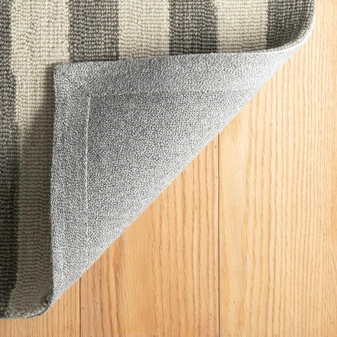 Dash & Albert Silas Stripe Grey Hand Micro Hooked Wool Rug, 8.5 X 11.5 Feet, Grey Stripe Pattern - Premium Luxury Hotel Quality Soft Breathable Hypoallergenic Machine Washable Easy Care All Season