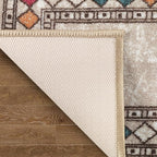 Antep Rugs Alfombras Modern Bordered 2pc Non-Skid (Non-Slip) Low Profile Pile Rubber Backing Indoor Kitchen Runner Rugs (Beige, 2pc Set)