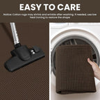 IOHOUZE Washable Runner Rug 3x12 Non Slip Rubber Backed Extra Long Hallway Runner Entryway Runner Indoor, Kitchen Rugs Woven Cotton Floor Carpet for Hall Entrance Stair, Brown