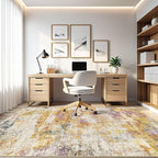5x7 Area Rugs Living Room: Machine Washable Large Abstract Modern Soft Rug Stain Resistant Indoor Floor Non-Slip Accent Carpet for Bedroom Nursery Playroom Office Dining Room Dorm- Gold Colorful