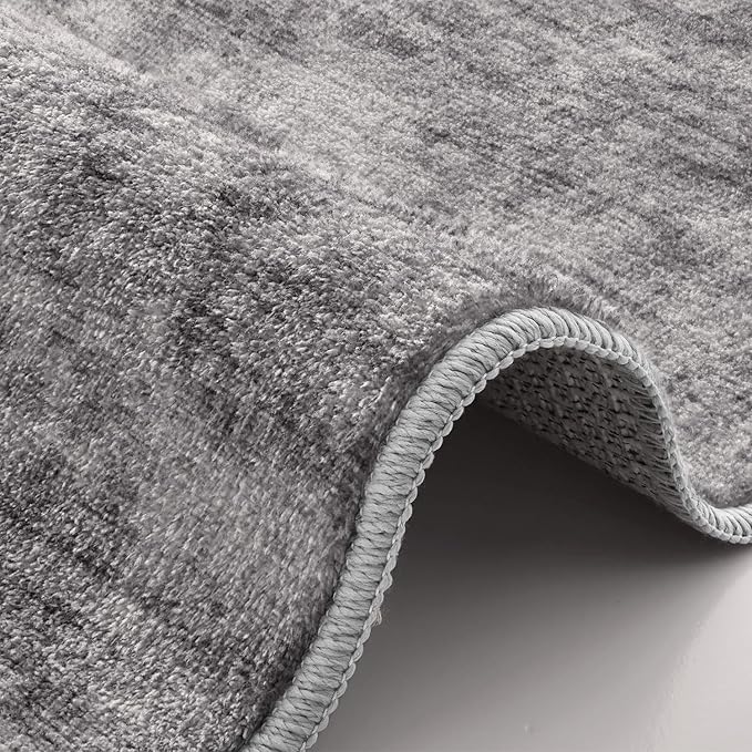 LUMI 5x8 Washable Area Rug for Living Room, Ultra Soft Modern Neutral Grey Rugs Non Slip with Rubber Backing, Low Profile, High Traffic, Stain Resistant Carpets, Ideal for Bedroom, Dining Room