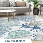 Tritard Coastal Runner Rug 2x6 Nautical Kitchen Hallway Rugs Beach Themed Non-Slip Indoor Floor Mat Machine Washable Rugs Carpet for Bathroom Living Room Bedroom Laundry Room Entryway, Blue