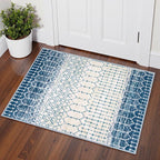 Lahome Moroccan Entryway Rugs Indoor 2x3 Area Rug Blue Non-Slip Backing Washable Indoor Mats for Entryway Low-Profile Throw Soft Rugs for Bathroom, Geometric Print Door Rug for Kitchen Bedside