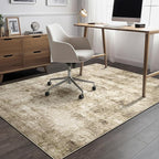 4x6 Machine Washable Area Rug for Living Room, Brown Modern Vintage Abstract Rug Large Non-Slip Low Pile Soft Faux Wool Carpet, Kids and Pets Friendly for Bedroom Dining Room Farmhouse Home Decor Rug