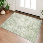 Modern Abstract Entryway Rug Indoor 2x3 Washable Non-Slip Soft Sage Green Grey Small Area Rug Kitchen Mat Thin Print Faux Wool Floor Carpet for Entrance Bedroom Office