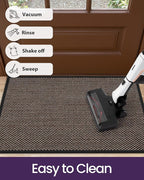 DEXI Ultra Thin Entryway Door Mat 17x30, Non Slip Rubber Backing Inside Entry Mat, Low Profile Easy Clean Dirt Trapper Doormat for Inside Entrance Patio, Black