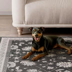 EVERGRACE Area Rugs for Living Room 4x6, Boho Floral Faux Wool Indoor Outdoor Rugs, Washable Rugs for Bedroom Entryway Dining Room Hallyway, Low Pile Floor Mat Carpet for Home Decor, Ebony Black