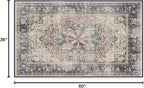 RUGGABLE Washable Vintage Area Rug – Kamran Royal Blue 3x5, Stain-Resistant, Non-Slip – Small Machine Washable Rugs for Living Room, Bedroom, Hallway, Entryway & Office–with Standard Pad