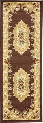 Rugs.com Chateau Collection Rug – 6 Ft Runner Brown Medium Rug Perfect for Hallways, Entryways