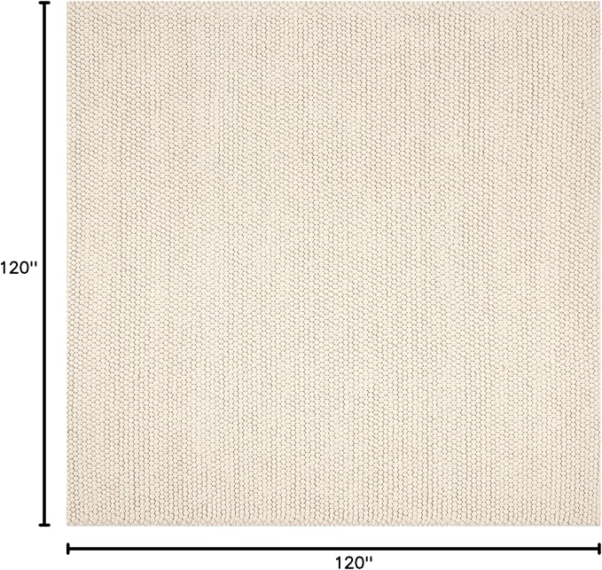 SAFAVIEH Natura Collection Area Rug - 10' Square, Ivory, Handmade Wool Blend, Textured Design, Ideal for Living Room, Bedroom, Dining Space (NAT620A)