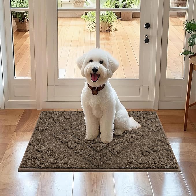 COSY HOMEER Door Mat 20”x32”,Absorbent Dirt Trapper Entryway Rugs,Non-Slip Welcome Mat,Washable Entry Rugs,Low Pile Doormat for Front Back Door,Wet Shoes & Paws,Brown