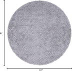 Unique Loom Davos Shag Collection Area Rug - Solid (5' 1" Round, Sterling)