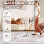 Runner Rug 2x6 Entryway Rug - Machine Washable Vintage Boho Area Rug Non-Slip Kitchen Runner Soft Stain Resistant Runners for Hallways Entryway Laundry Kitchen Bathroom Bedroom(Cream Ivory, 2'x6')