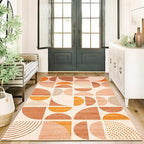 MUJOO Boho Rug Washable,3x5 Area Rugs for Bedroom Entryway Living Room Bedside,Small Throw Floor Carpet Non Slip Soft Indoor Modern Abstract Bohemian Orange