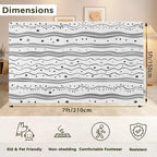 Modern Gray Lines Washable Living Room Area Rug, Low Profile Abstract Pattern, Non-Slip Backing Carpet for Kitchen, Bedroom, Dining Room