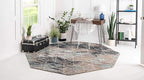 Unique Loom Trellis Frieze Collection Area Rug - Geometric (7' 10" Octagon, Blue Multi/ Ivory)