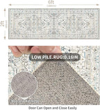 Enkor Runner Rugs for Hallway, 2x6 Washable Soft Non Slip Floor Rugs for Kitchen, Modern Mat for Living Room Bedroom Entryway White & Grey