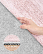 Art&Tuft Non-Slip Runner Rug - 2x5 Runner Rug Washable Low-Pile Rugs Runners, Soft Distressed Carpet Runner for Bedroom Bathroom Kitchen Laundry Living Room, Lightpink