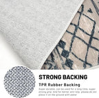 KUTA Boho Runners for Hallways 2x8 Light Brown Black Moroccan Washable Runner Rug Non-Slip Vintage Kitchen Rugs Ultra Soft Distressed Geometric Floor Carpet for Bedroom Laundry Living Room