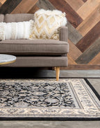 Rugs.com Yasmin Collection Rug – 8' x 10' Black Medium Rug Perfect for Living Rooms, Large Dining Rooms, Open Floorplans