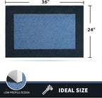 PURRUGS Dirt Trapping Door Mat 24" x 36", Non-Slip/Skid Machine Washable Entryway Rug, Shoes Scraper, Throw Rug, Super Absorbent Area Rug for Muddy Wet Shoes and Paws, Light Blue & Navy