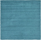 Unique Loom Solid Shag Collection Area Rug (8' Square, Deep Aqua Blue)