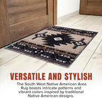 YHSF South West Native American Area Rug C318 - Easy Clean, Thick, Soft, Durable Native Tribal American Indian Inspired Rug for Bedroom/Living Room and More - Berber, 3 Feet x 4 Feet 7 Inches