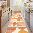 MUJOO Boho Runner Rug Washable,2x8 Area Rugs for Hallways Kitchen Bedroom Entryway Bathroom,Non Slip Carpet Long Mat Indoor,Soft Modern Abstract Bohemian Orange