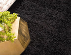 Unique Loom Solid Shag Collection Area Rug (6' 1" x 9' Rectangle, Jet Black)