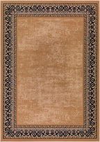 Antep Rugs Alfombras Bordered Modern 3x5 Non-Slip (Non-Skid) Low Pile Rubber Backing Indoor Area Rug (Gold Brown, 3' x 5')