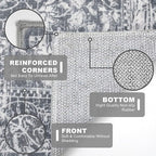 KILOCOCO Hallway Runner 2x6 Rug Runner Printed Vintage Floral Washable Kitchen Runners Non-Slip Rubber Backed Runners for Hallways Laundry Room Distressed Boho Rugs for Entryway Bedroom, Grey