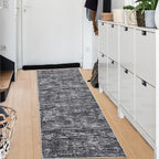 RUGSREAL Hallway Runner Rug 2.5x10 Long Kitchen Runner Rug with Rubber Backing Low Pile Stain Resistant Entryway Carpet Washable Modern Solid Color Mat for Living Room Bedroom, Dark Grey