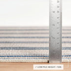 Dash and Albert Nimes Ticking Machine Washable Area Rug - 5' x 8' Neutral Stripe Washable Accent Rug - Durable, High Traffic Areas Kitchen, Mudroom, Hallways